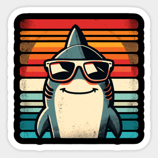 Cool Retro Shark in Sunglasses 70s 80s 90s Funny Shark Sticker